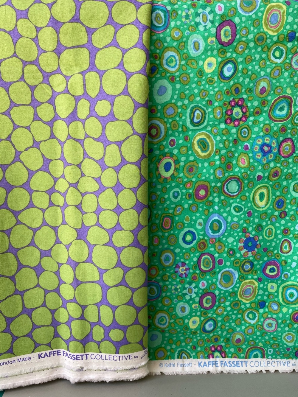 2 Kaffe Fassett Fabrics: "Jumble" & "Roman Glass"